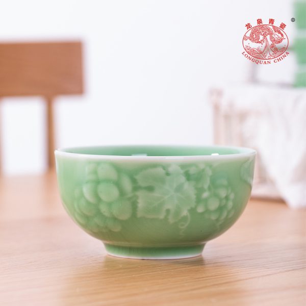 龙泉青瓷 家用4.5英寸米饭碗单个加厚吃饭碗 陶瓷中式餐具甜品碗