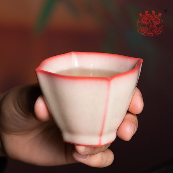 龙泉青瓷 红胎猪油冻主人杯品茗杯单杯 陶瓷开片可养功夫茶具茶碗