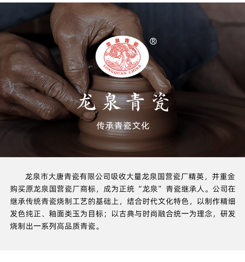 龙泉青瓷 提梁壶功夫茶具套装 陶瓷凉茶壶家用会客茶杯商务伴手礼