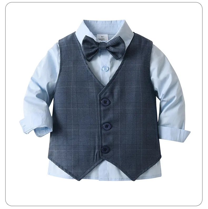 外贸童装马甲小西服儿童套装宝宝衣服春秋款欧美绅士礼服男童秋装