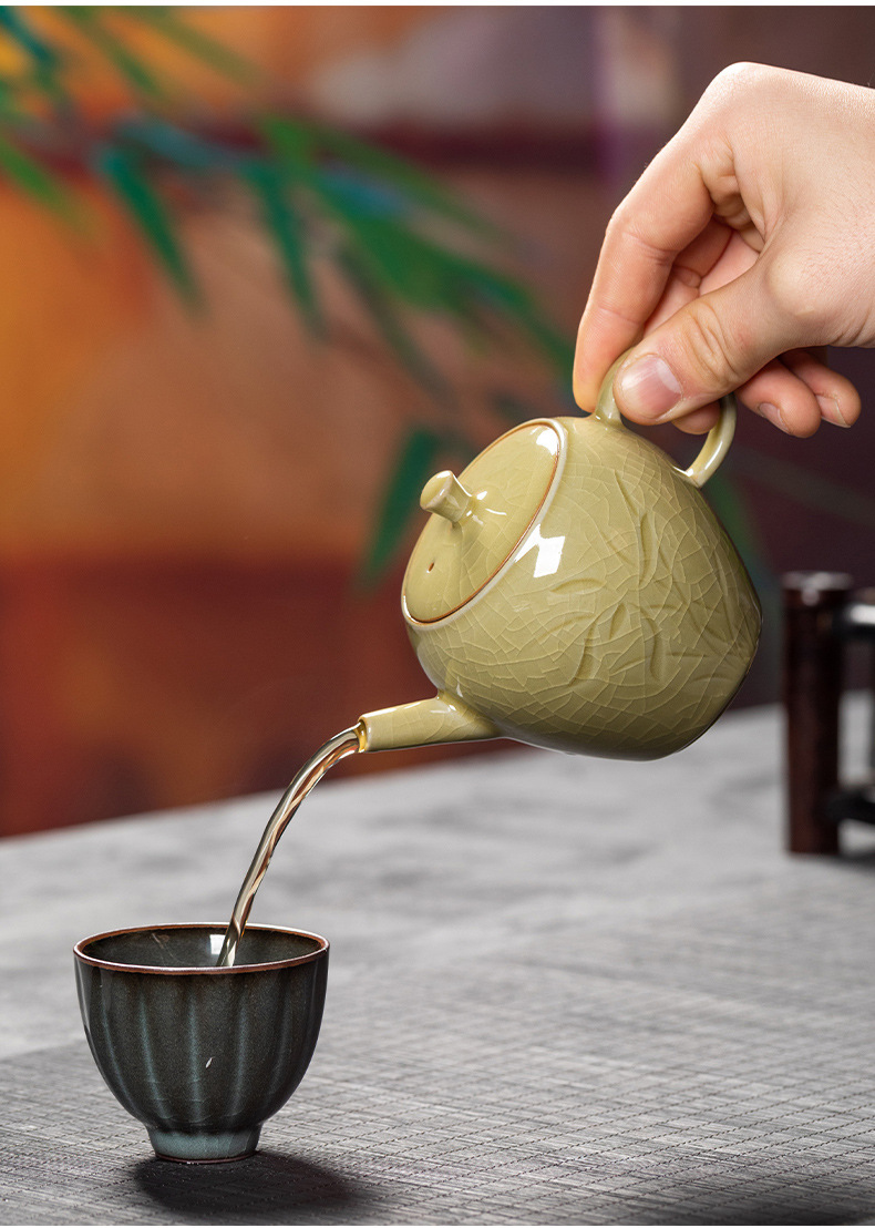 龙泉青瓷泡茶壶中式家用手工耐高温壶陶瓷功夫茶具单个小号过滤壶