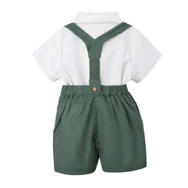 男童短袖背带裤套装夏季中小童幼儿园六一演出服宝宝生日周岁礼服