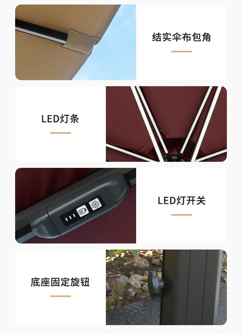 公园室外庭院露营大罗马伞高档休闲咖啡店厅侧立遮阳伞圆形阳台伞