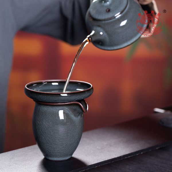 龙泉青瓷铁胎泡茶壶茶杯套装陶瓷家用哥窑冰裂高档礼盒功夫茶具