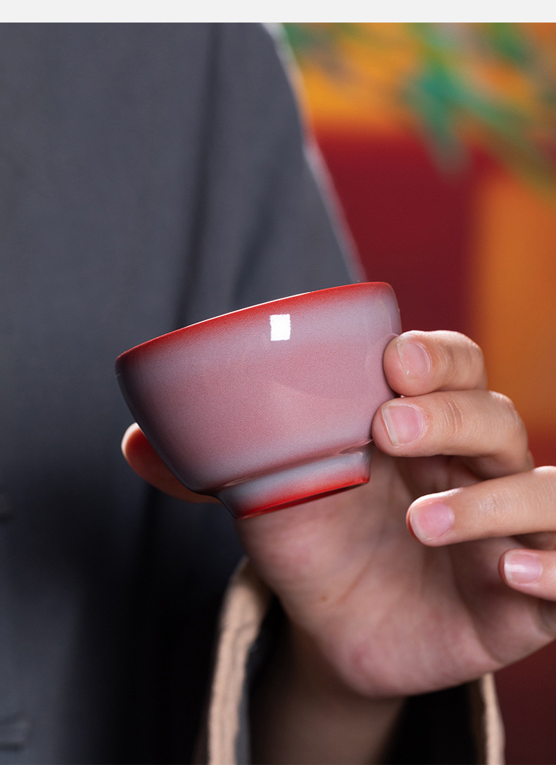 龙泉青瓷 功夫茶杯家用女士高档品茗杯 陶瓷手工主人杯大号泡茶碗