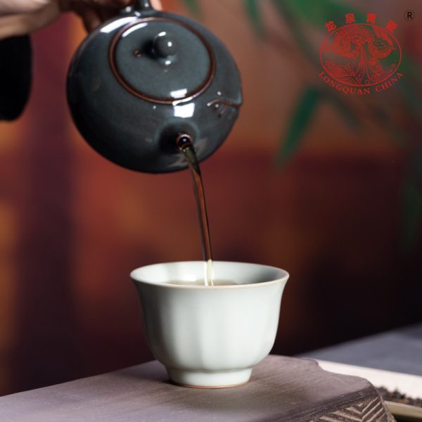 汝窑月白釉手工杯主人杯单个杯 陶瓷品茗杯家用功夫茶杯茶碗茶盏