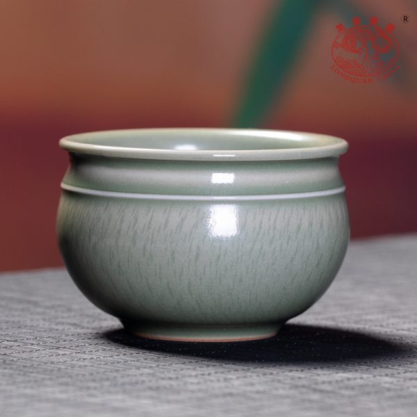 龙泉青瓷 创意秘色釉跳刀手工主人杯 陶瓷功夫茶具品茗杯茶碗茶盏
