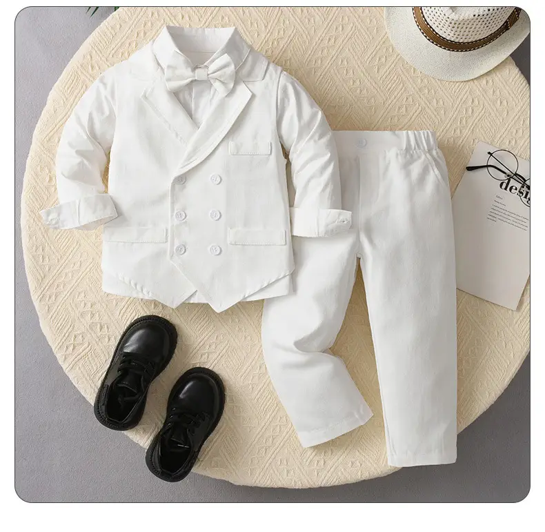 源头工厂男孩春秋长袖儿童衣服宝宝马甲西装洗礼服三件套男童套装