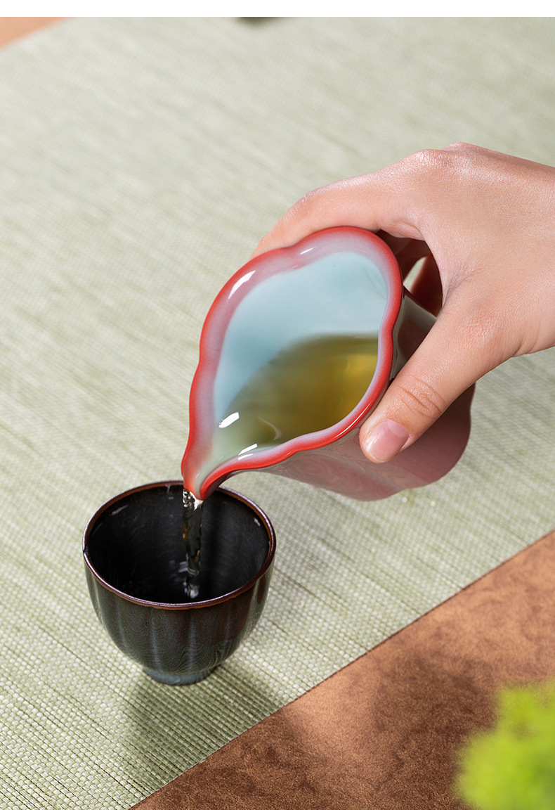 龙泉青瓷 公道杯手工高端茶海功夫茶具配件 陶瓷匀杯红釉分茶器
