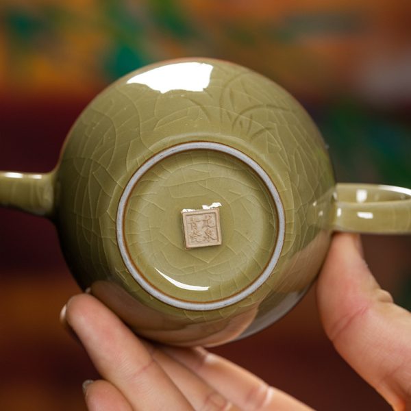 龙泉青瓷泡茶壶中式家用手工耐高温壶陶瓷功夫茶具单个小号过滤壶