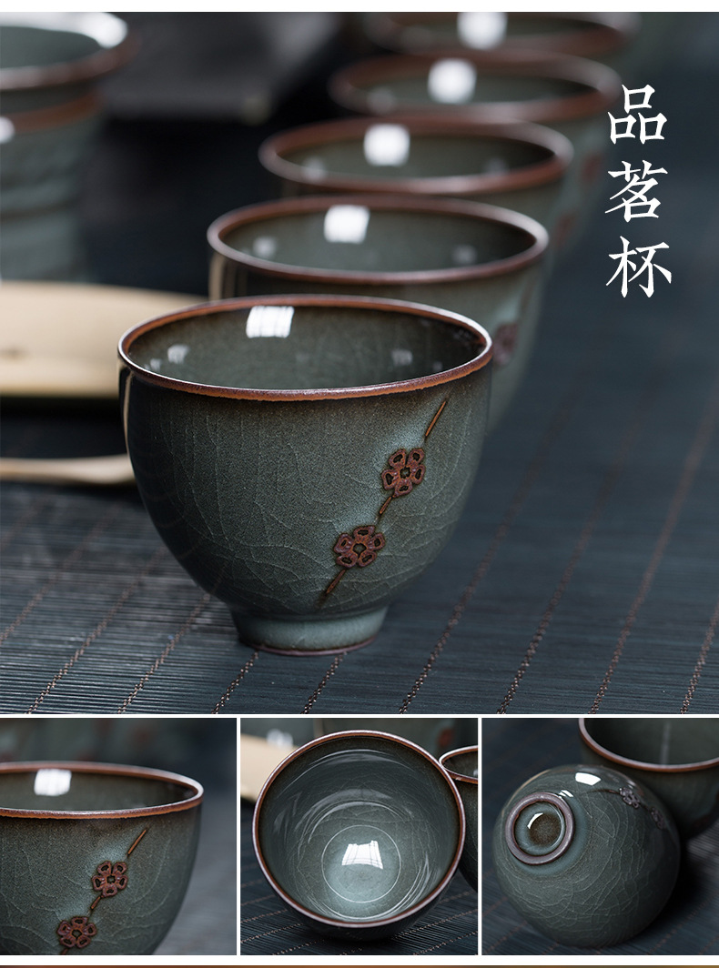 龙泉青瓷 铁胎茶具套装陶瓷哥窑冰裂泡茶壶 功夫茶具高档套装批发