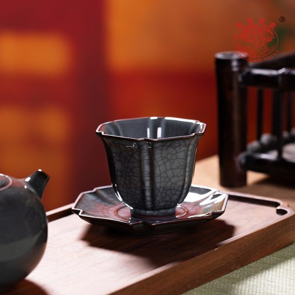 龙泉青瓷主人杯哥窑铁胎功夫茶具手工杯盏陶瓷高档冰裂茶碗品茗杯
