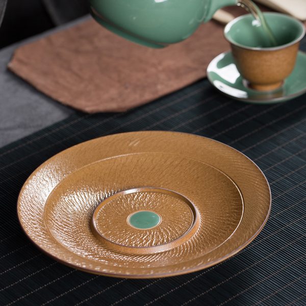 龙泉青瓷 手工灰釉跳刀壶承家用养茶壶 功夫茶具配件陶瓷中式壶托
