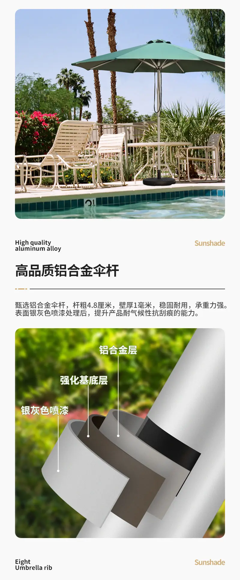 摆摊户外遮阳伞商业街广告遮阳伞扳手伞室外餐饮太阳伞全铝拉绳伞