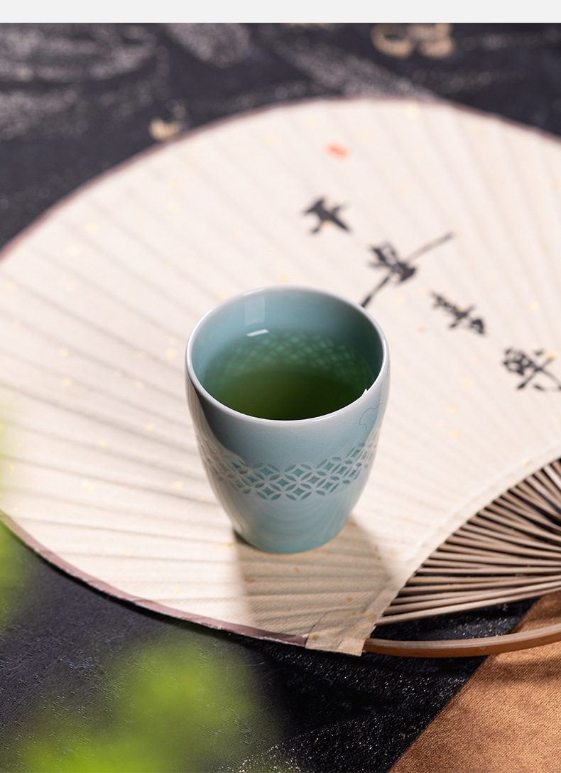 空山新雨龙泉青瓷功夫茶具手工主人杯单杯陶瓷品茗杯一口杯小茶杯