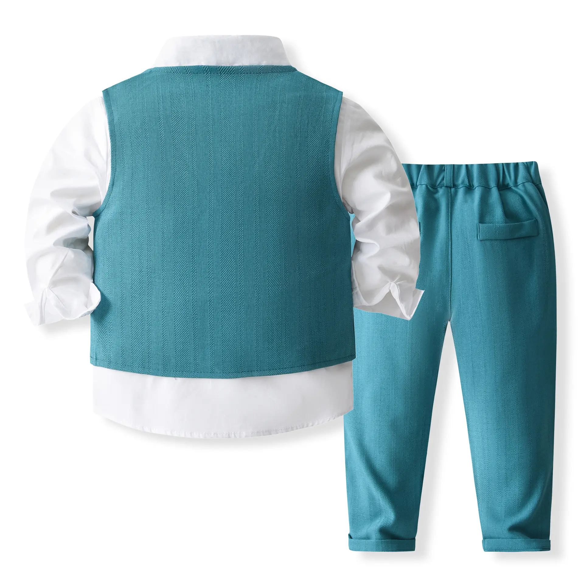 跨境春秋新款男童西装马甲套装儿童帅气主持人花童三件套礼服代发