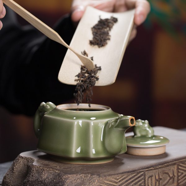 龙泉青瓷 功夫茶具泡茶壶越窑仿古手工壶单壶 陶瓷家用中式泡茶壶