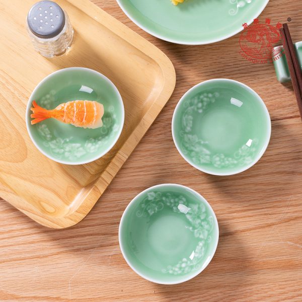 龙泉青瓷 家用碟子调味碟厨房酱油料碟 陶瓷3.5英寸小盘中式醋碟