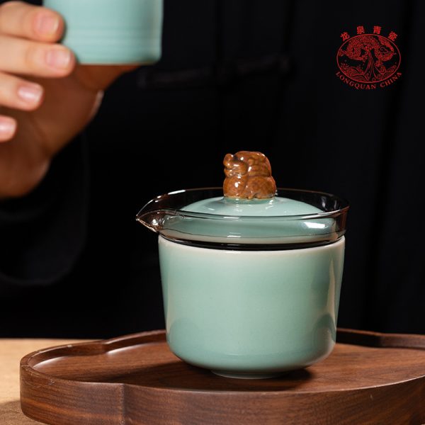 龙泉青瓷快客杯便携随身茶具套装陶瓷家用一人户外露营旅行茶具