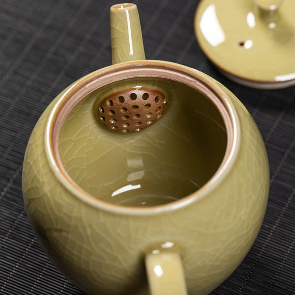 龙泉青瓷泡茶壶中式家用手工耐高温壶陶瓷功夫茶具单个小号过滤壶