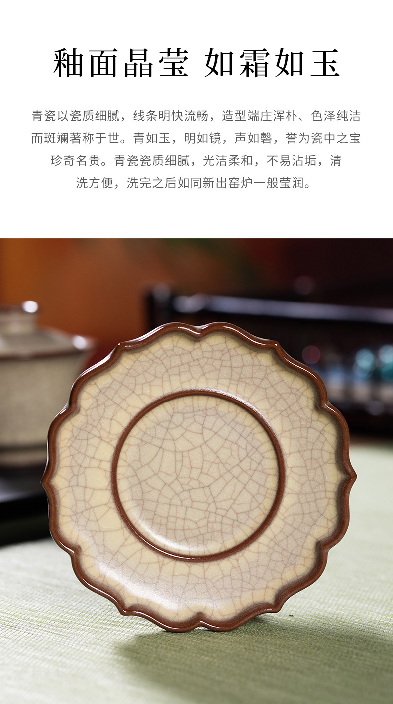 龙泉青瓷 复古传世哥窑手工三才盖碗 陶瓷家用高档手抓敬茶泡茶碗
