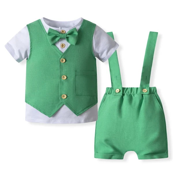 跨境外贸童装批发夏季新款婴幼童绅士礼服宝宝周岁宴会西服套装潮