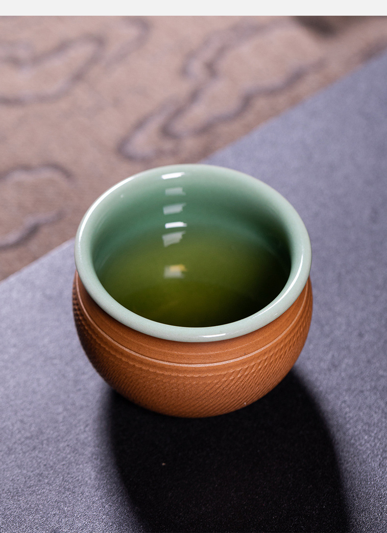 龙泉青瓷 主人杯手工跳刀功夫茶杯泡茶盏杯 陶瓷高档风水缸品茗杯