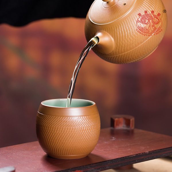 龙泉青瓷 跳刀纯手工泡茶杯西施壶功夫套装 陶瓷原矿便携旅行茶具