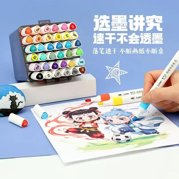 中彩ZC620易可洗哪吒款丙烯马克笔小学生绘画桶装丙烯马克笔批发
