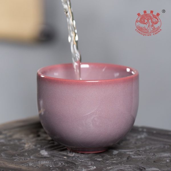 龙泉青瓷 创意纯手工红釉主人杯 陶瓷中式风水缸品茗杯闻香杯茶盏