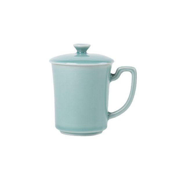 龙泉青瓷 陶瓷水杯办公室茶杯带盖杯子泡茶单杯马克杯家用可LOGO