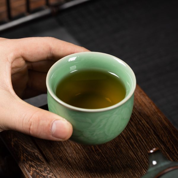 创意龙泉青瓷手工功夫茶杯 陶瓷家用会客主人杯品茗杯个人杯茶碗
