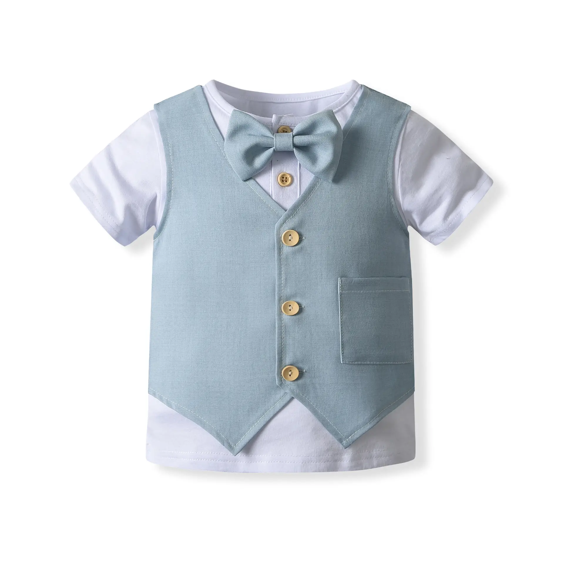 跨境外贸童装批发夏季新款婴幼童绅士礼服宝宝周岁宴会西服套装潮