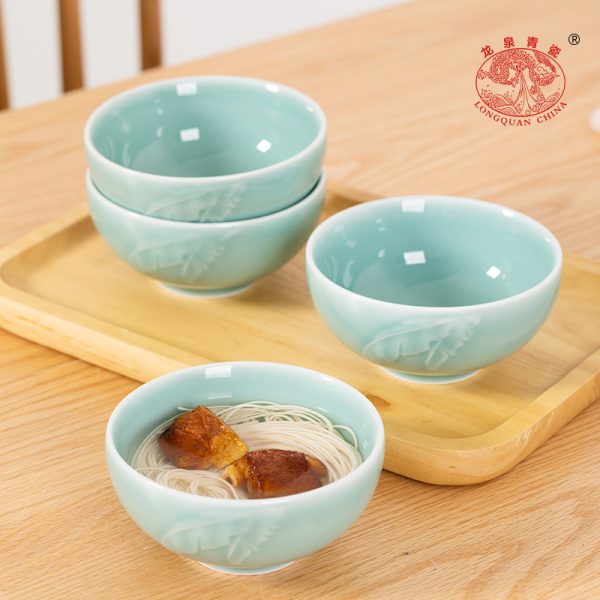龙泉青瓷4.5寸米饭碗家用早餐吃饭粥碗 陶瓷碗高颜值餐具小碗批发