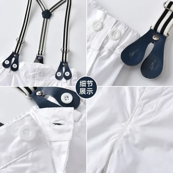 加工定制韩货男童套装夏季纯色上衣背带裤儿童衣服表演服装幼儿园