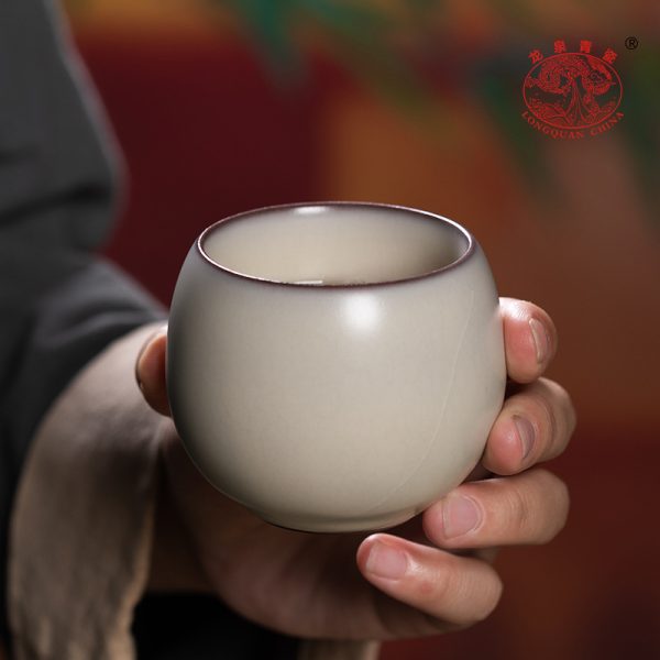 龙泉青瓷 功夫茶杯手工猪油冻主人杯单杯 陶瓷家用品茗杯茶碗茶盏