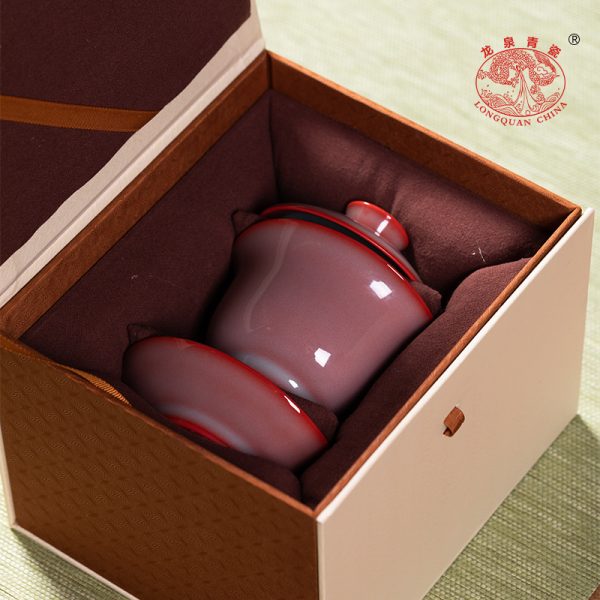 龙泉青瓷 三才盖碗大号手工红釉泡茶碗 陶瓷功夫茶具手抓碗敬茶杯