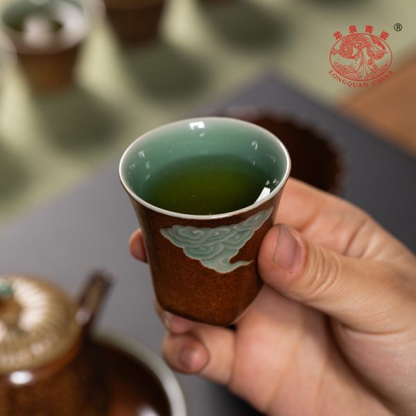 龙泉青瓷功夫茶具套装柴烧复古高档家用陶瓷泡茶壶喝茶品茗杯整套
