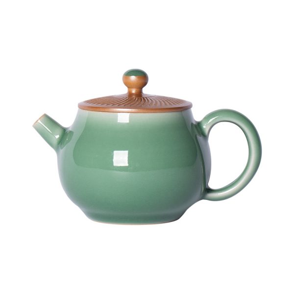 龙泉青瓷 纯手工创意跳刀茶壶 陶瓷过滤壶家用中式功夫茶具泡茶壶