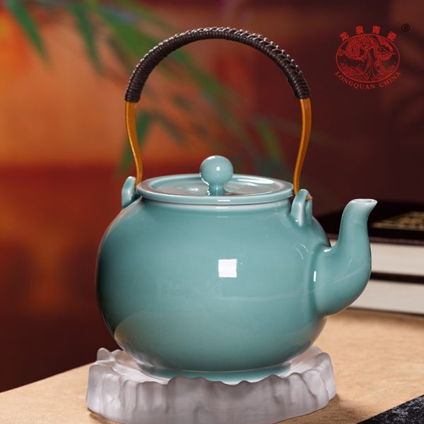 龙泉青瓷 茶壶单壶大容量功夫茶具泡茶壶 陶瓷提梁壶过滤凉茶壶