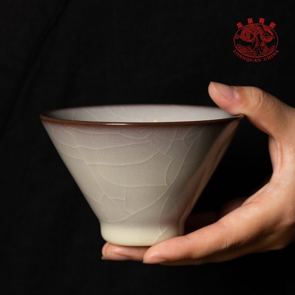 龙泉青瓷 创意手工主人杯功夫茶杯单杯 陶瓷斗笠杯品茗杯盏礼盒装