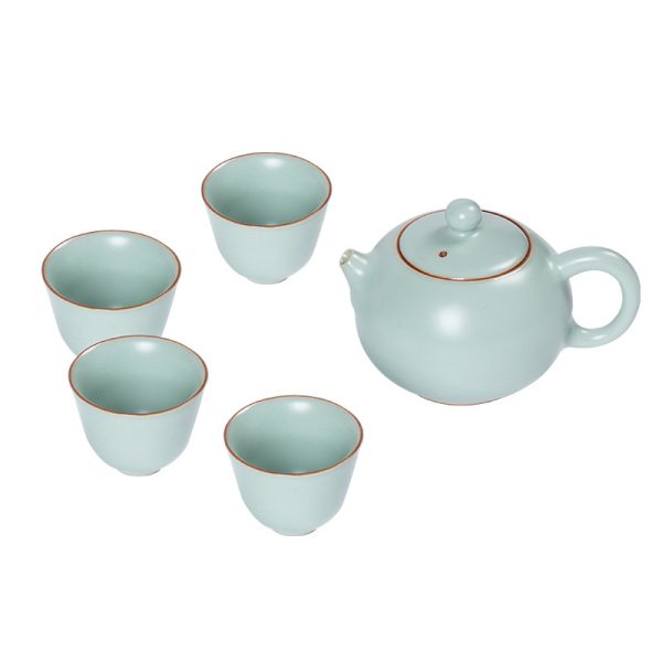 汝窑茶具套装功夫陶瓷中式家用一壶四杯便携旅行茶壶茶杯泡茶组合