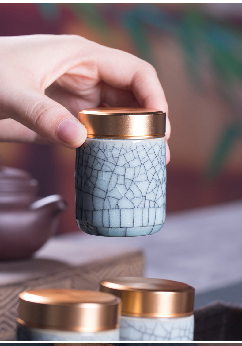 龙泉青瓷 茶叶罐小号便携密封罐 陶瓷防潮迷你储存罐小茶罐礼盒装