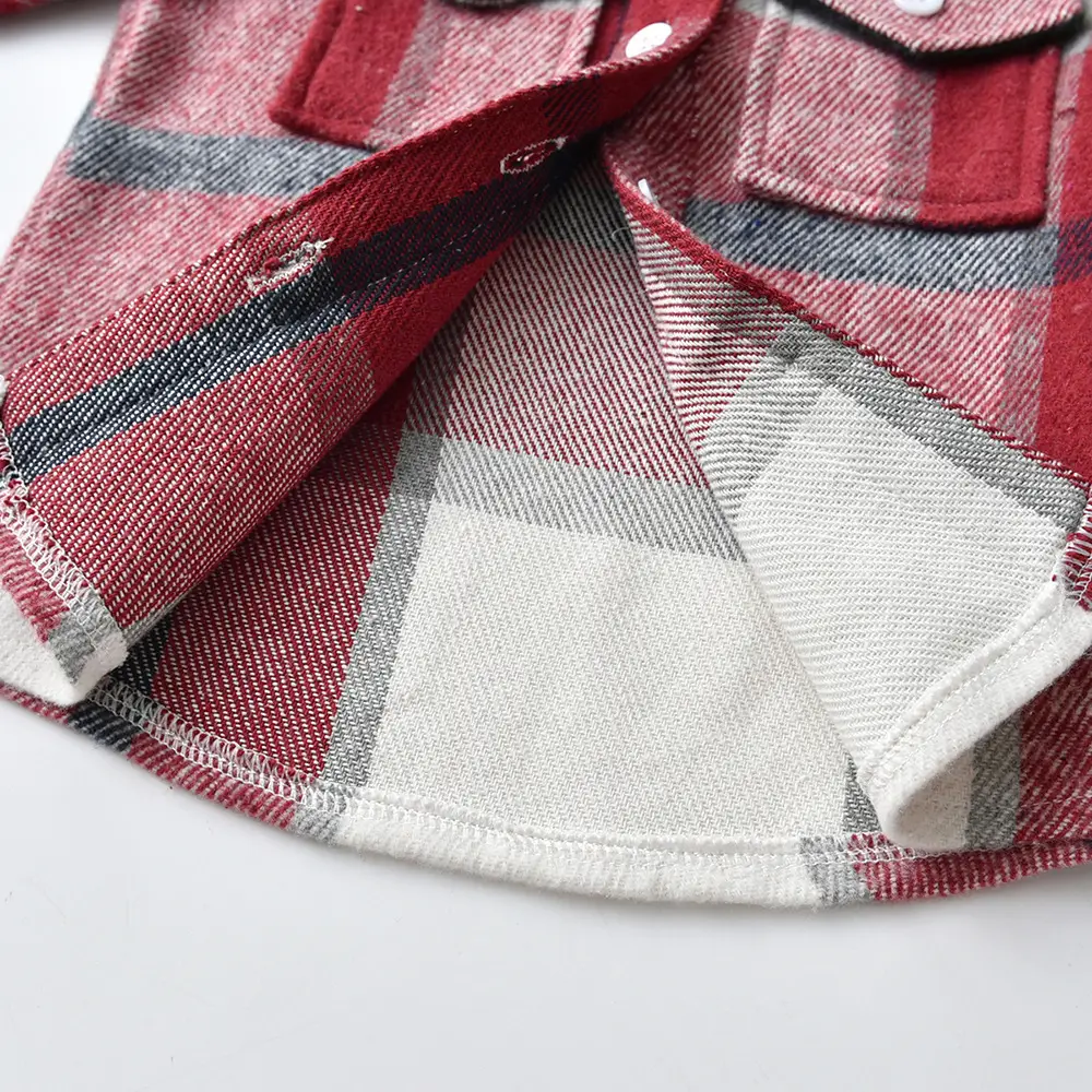 外贸童装男童蓝色拼接格子口袋衬衫长袖2022秋季新款春秋儿童上衣