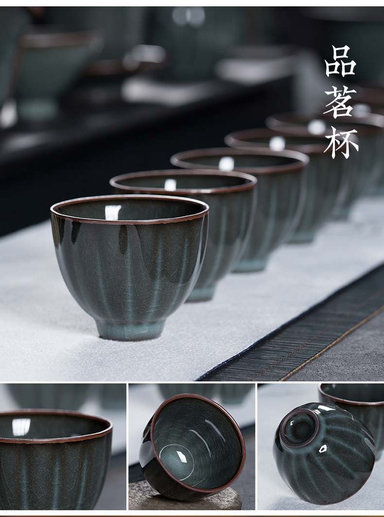 龙泉青瓷 功夫茶具套装陶瓷铁胎茶壶盖碗 茶具套装冰裂茶洗品茗杯