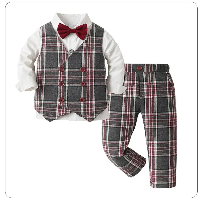 源头工厂礼服童装男孩春秋款儿童衣服宝宝绅士马甲小西服男童套装