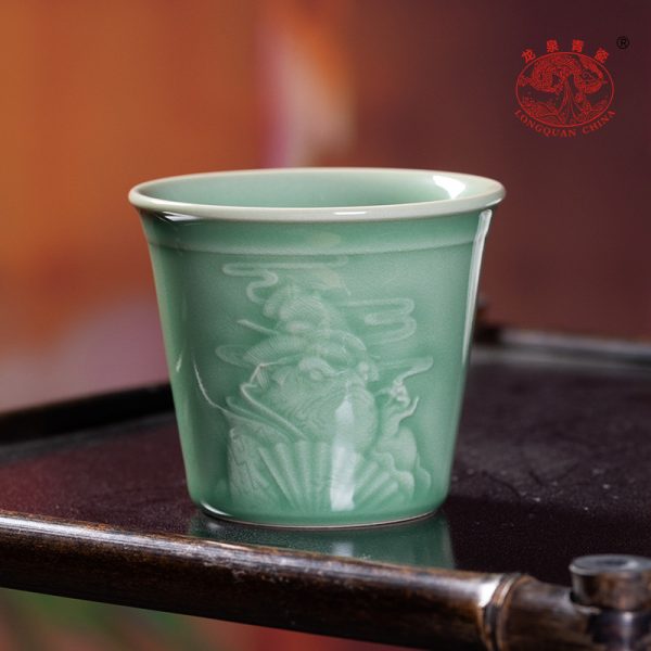 龙泉青瓷 创意大容量功夫茶杯主人杯单杯 陶瓷个人专用金蟾品茗杯