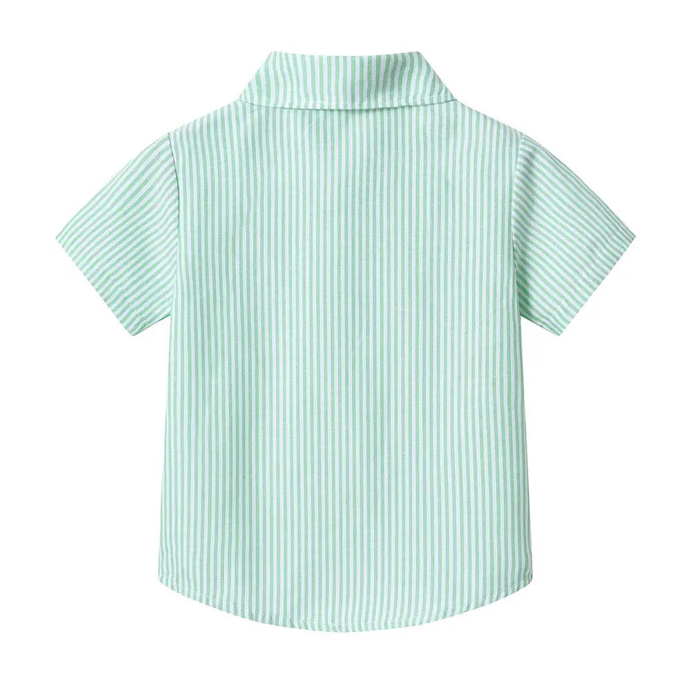 男童套装夏装儿童新款棉短袖条纹衬衫周岁礼服外贸夏季中小童童装
