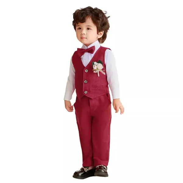 儿童春秋新款马甲礼服套装宝宝周岁生日主持人男童花童钢琴表演服