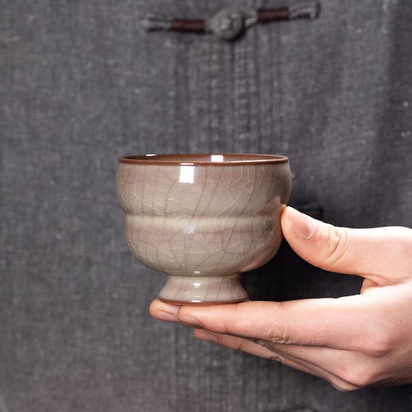 龙泉青瓷 传世哥窑功夫茶杯主人杯 陶瓷手工品茗杯茶碗茶盏礼盒装